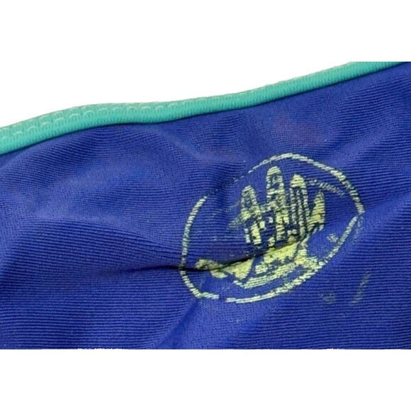 Body Glove Bikini Set Small‎ Cheeky Bottoms Tie Side Triangle Top Blue Neon Swim - Picture 8 of 8